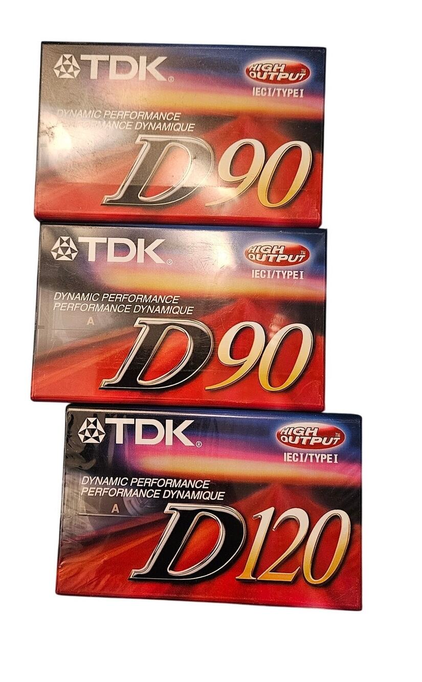 TDK D90 D120 Blank Cassette Tapes Lot of 3 Sealed New High Output IEC1 Type I